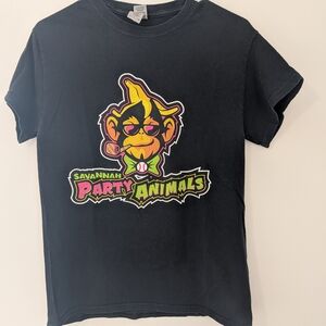 SAVANNAH PARTY ANIMALS black t shirt Banana Ball Baseball Unisex size Small